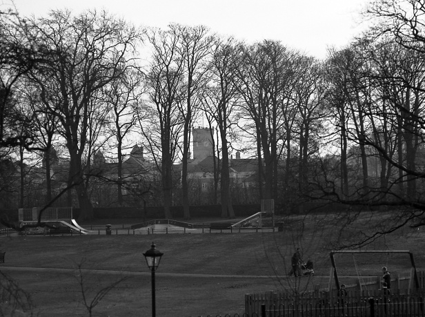 View to the High Royds clock tower from Menston Hall